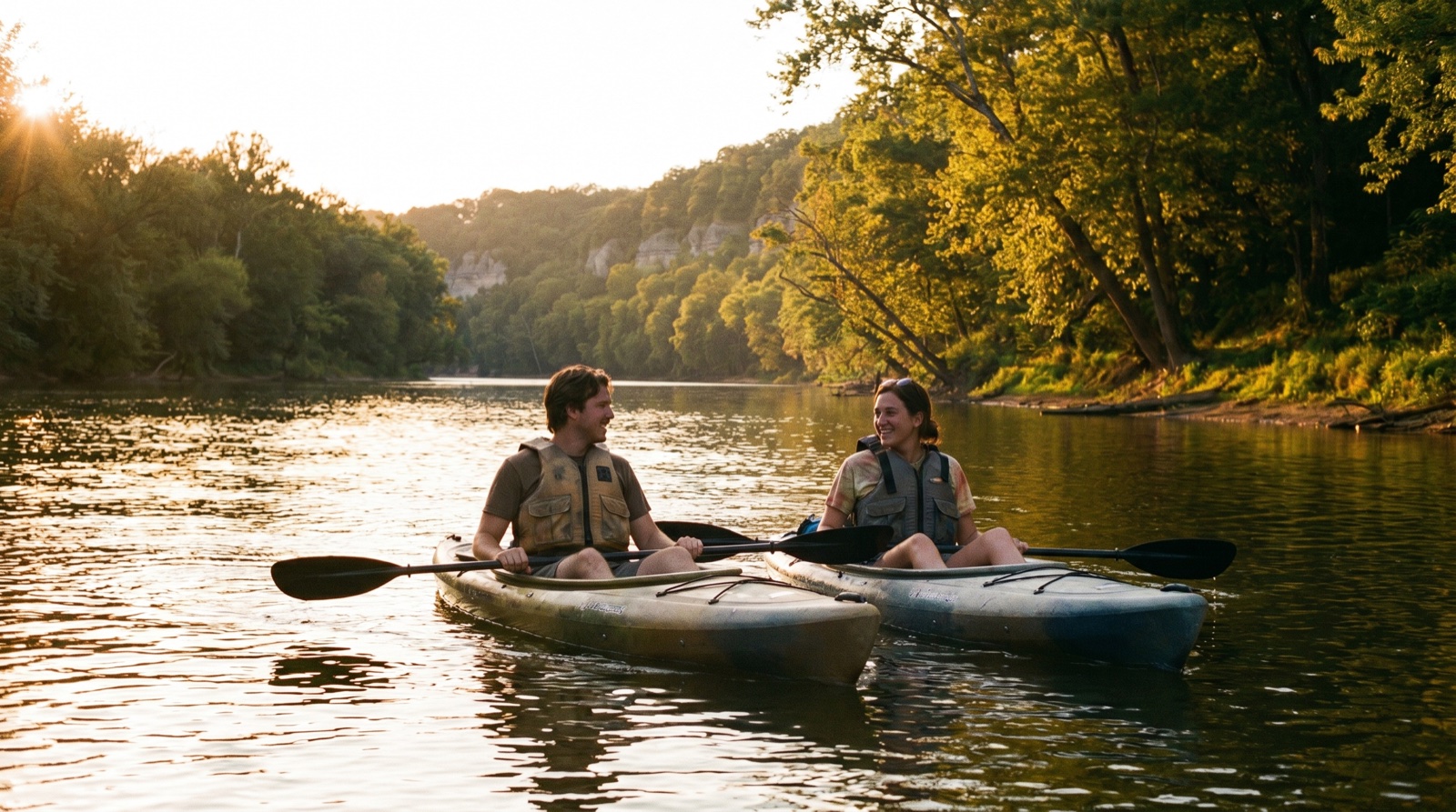 Editorial photograph of Kayaking the Meramec River in St. Louis