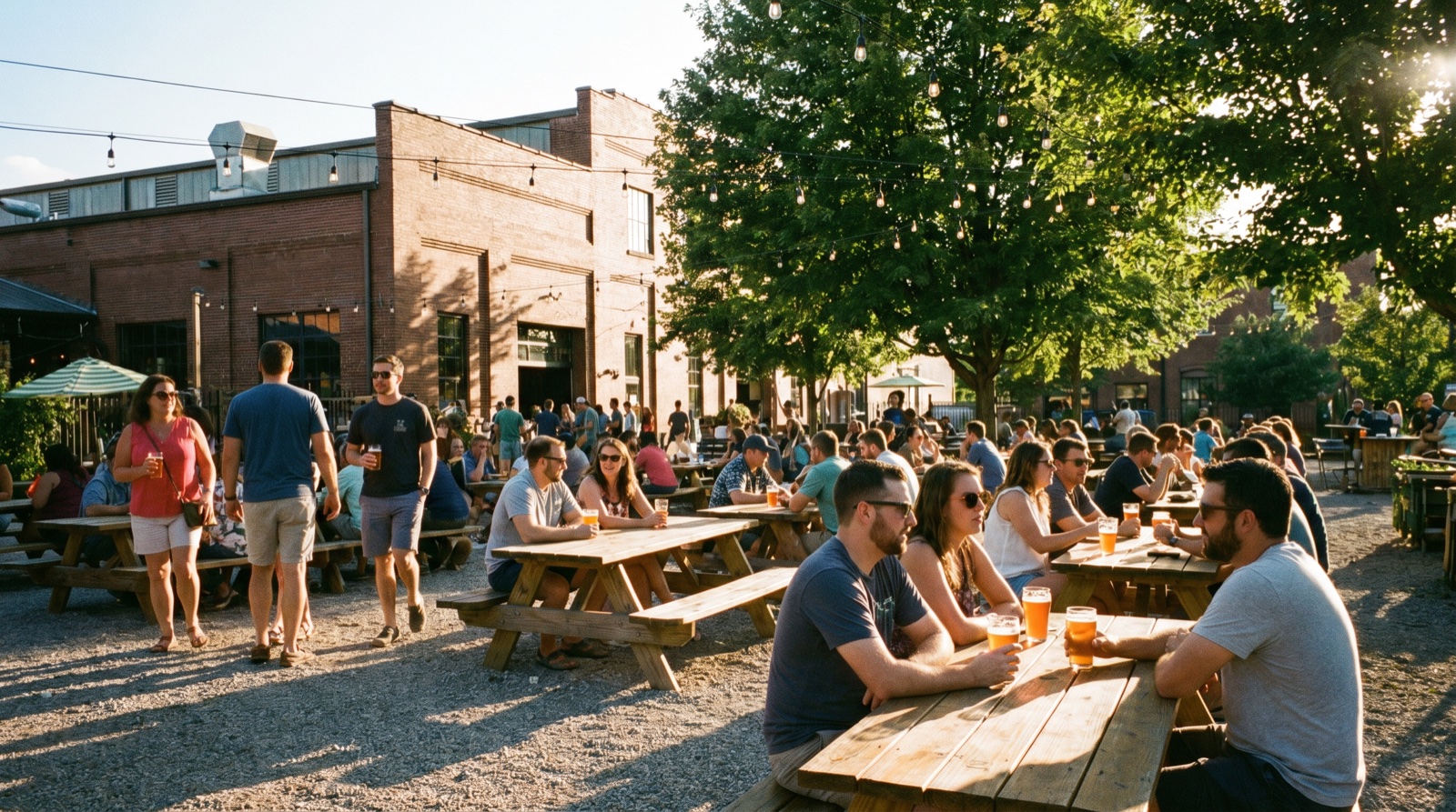 Editorial photograph of Urban Chestnut Beer Garden in St. Louis