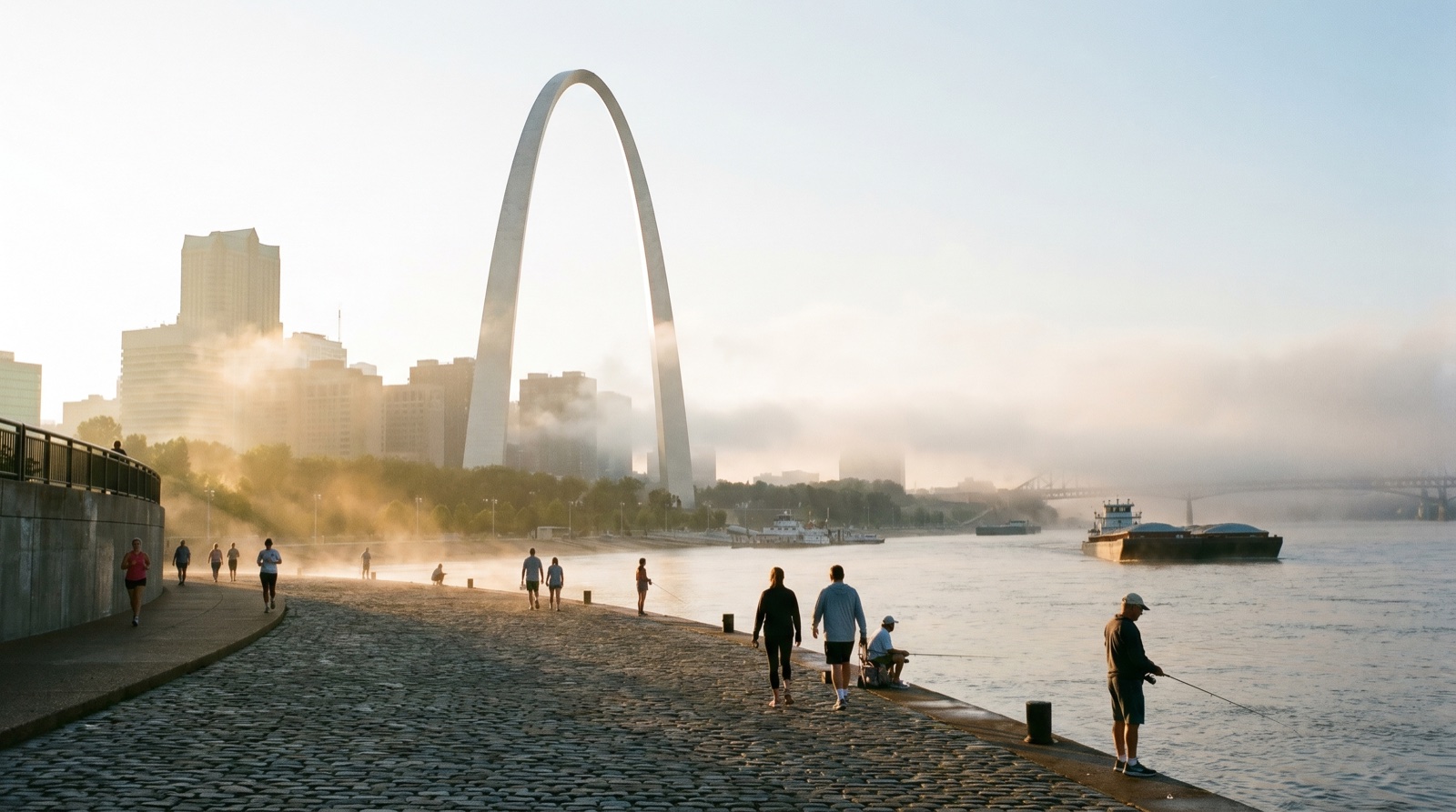 Editorial photograph of Gateway Arch and the Riverfront in St. Louis